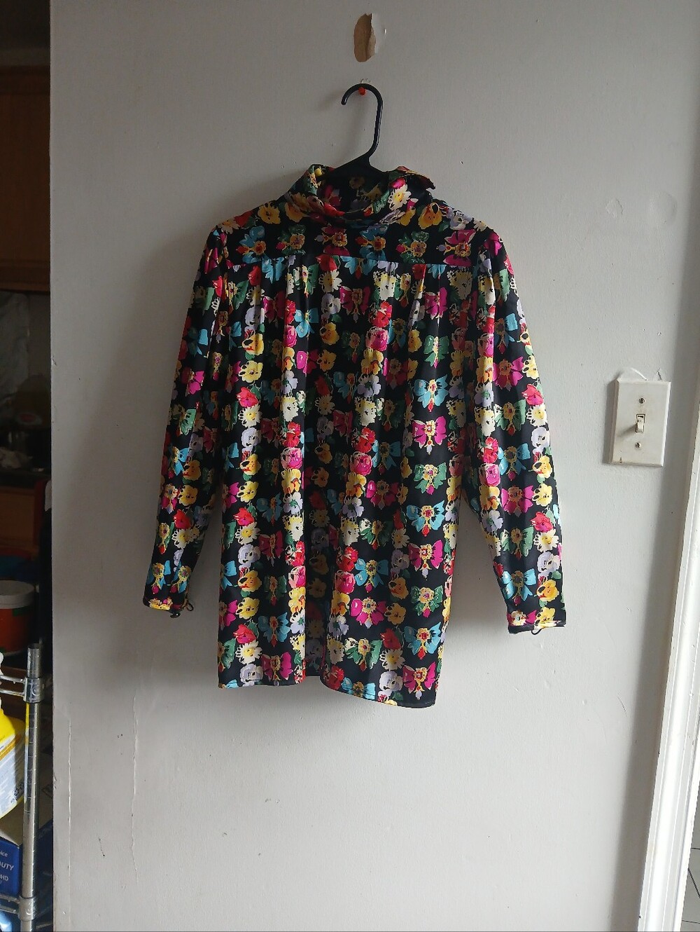 Black Floral Long-Sleeve Women's Blouse Jacket